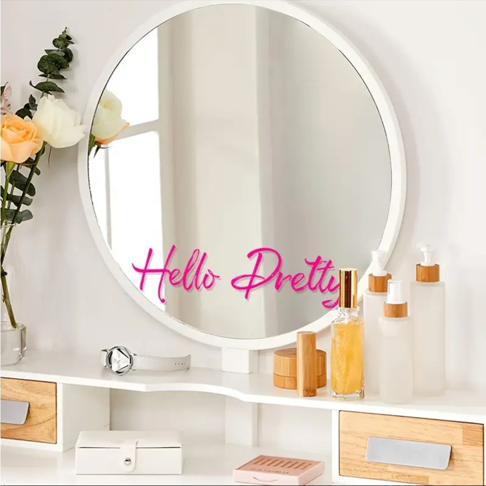 Pink “Hello Pretty” Wall Decal Removable Vinyl Script Lettering NWT - Picture 4 of 5